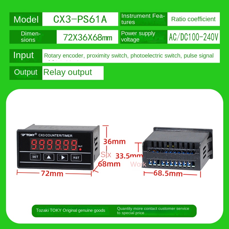 Đồng Hồ Đếm CX3-PS61A | Tùy Chọn Khác CX3-PS61A CX8-PS61A CX3C-PS61ACX8C-PS61A - TOKY | Đếm Số, Đo Chiều Dài, Định Thời Gian