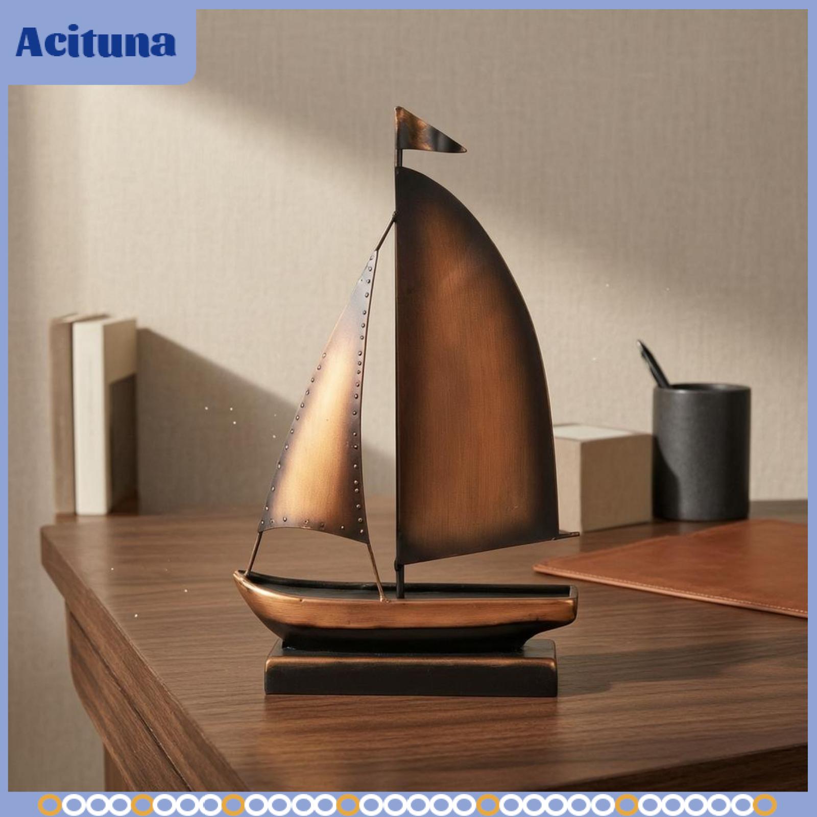 Gilded Bronze Sailboat Ornament Lustrous Iron Sailboat Model Dark Foundation Nautical Boat Decoration for Home Display ราคา 2,607 บาท*ส่งฟรี