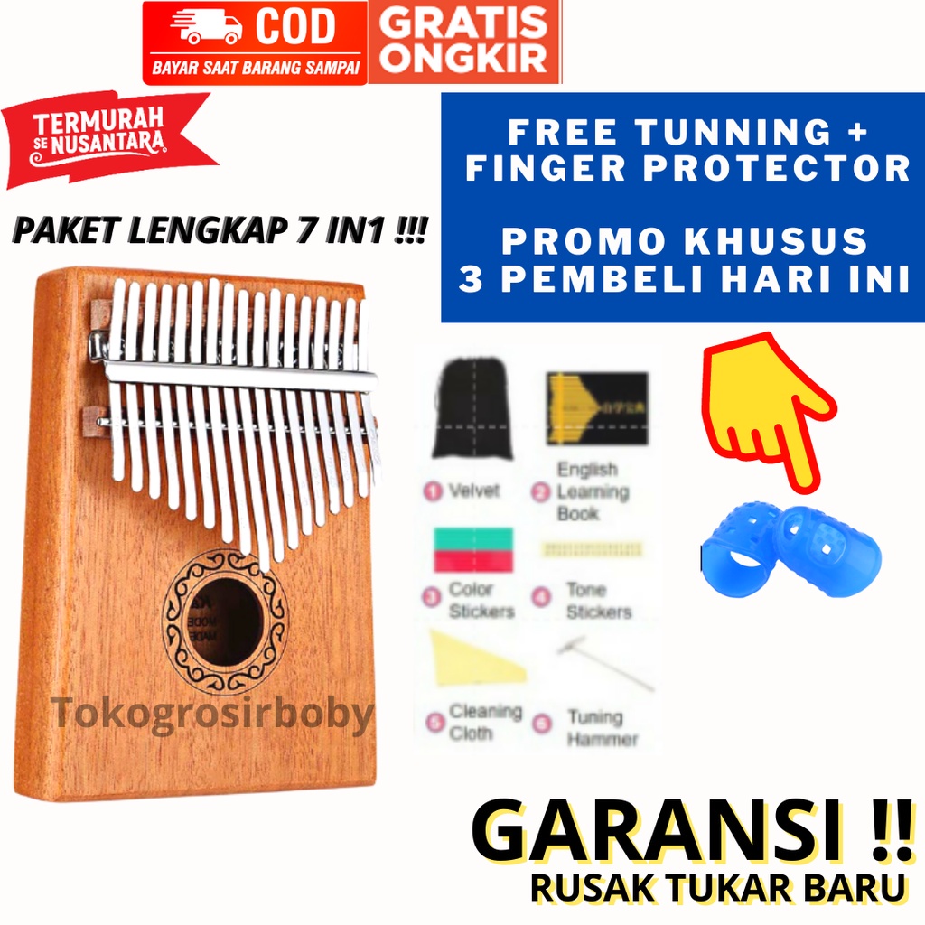 ALAT MUSIK KALIMBA 17 KEYS PREMIUM QUALITY PAKET LENGKAP MURAH FREE LEARNING BOOK + SUDAH TUNNING
