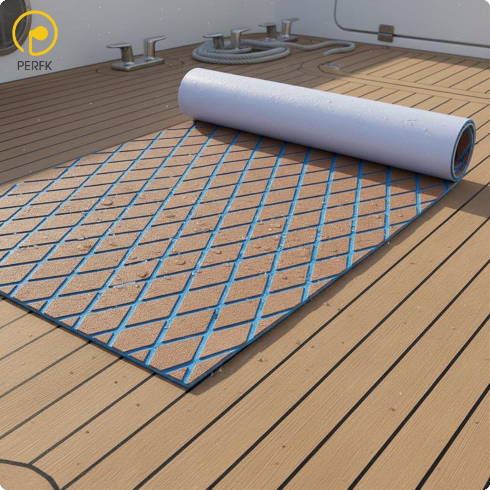 Perfk Wear Resistant Diamond Pattern Deck Grip Mat Easy to Clean Marine Anti-Slip Floor Mat Custom Cut Surfboard Traction Pad Cuttable for Yacht ราคา 1,383 บาท*ส่งฟรี