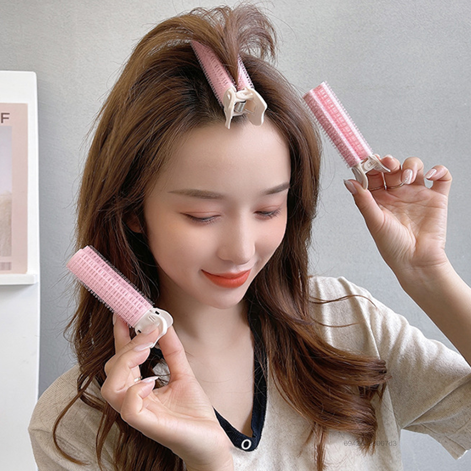 2 Chiếc Air Bangs Uốn Con Lăn Nâng Chân Tóc Làm Dày Tóc Để Sử Dụng Hàng Ngày Các Bữa Tiệc Nhà Du Lịch Xz-VN - 5