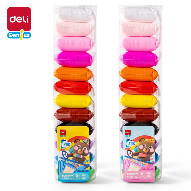 Deli Genius Clay Mainan Anak 12 Warna Lilin Plastisin Anti Bakteri Mainan Edukasi Anak YC111X