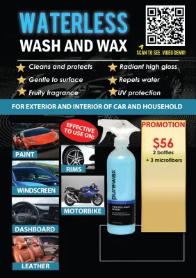 Purewax Waterless Wash / Detailer For Car and Household Item Washing Buy 1 Free 1, Free Microfiber x 3