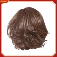 Women Short Curly Wigs with Partial Hairstyle Natural Look High Temperature Silk Hair Wigs Long-Lasting Wear Fashion Fluffy Brown Color Wig Headgear Hair Product
