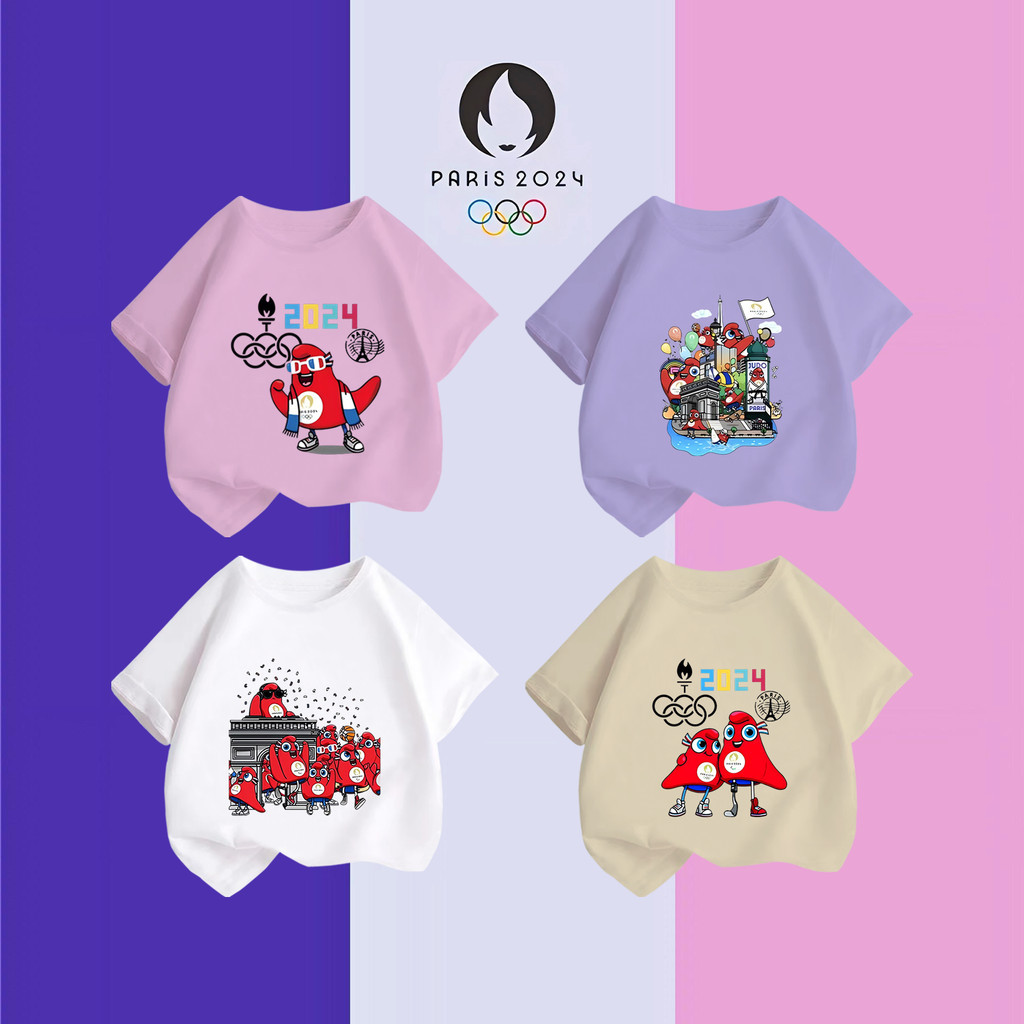 T6 Olympic Paris 2024เสื้อยืดผ้าคอตตอน เสื้อยืด t shirt The Phryges หลวม100% Cotton 5สี 100-140 - ยี่ห้อ T6 ราคา 149 บาท*ส่งฟรี