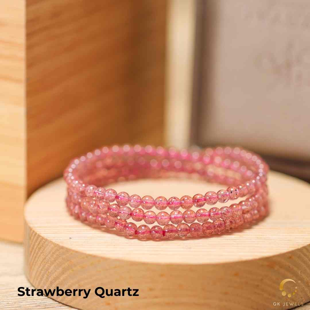 Strawberry Quartz 3 Round Bracelet 4.5mm+-