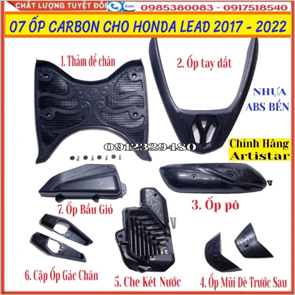[Lead 2022 - Lead 2023] Bộ Carbon 07 Món (Giá Lẻ Từng Món) xịn Artistar Cho Honda Lead 2017 - 2023Ảnh thật Sp