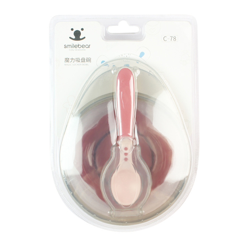 HamshMoc 180ml Food grade Children Spoon Bowl Set Suction Cup Design Anti-Slip Sealed with cover BPA Free Baby Feeding Bowl Learning Dishes With Suction Cup