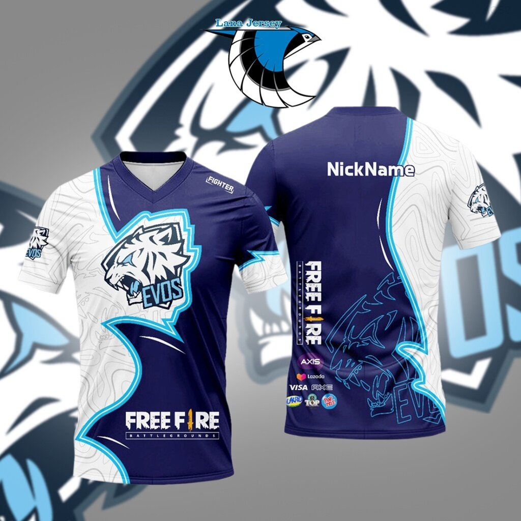 2023-Summer Jersey Gaming Evos Freefire 2023 Baju game freefire ff pubg terbaru