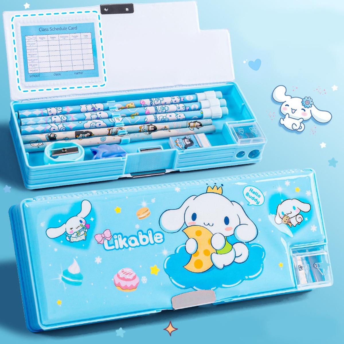 Kuromi Waterproof Pencil Case – Multifunctional Double-Layer Large Capacity Box with Password Lock and Sharpener Cute and Practical for School or Gifts