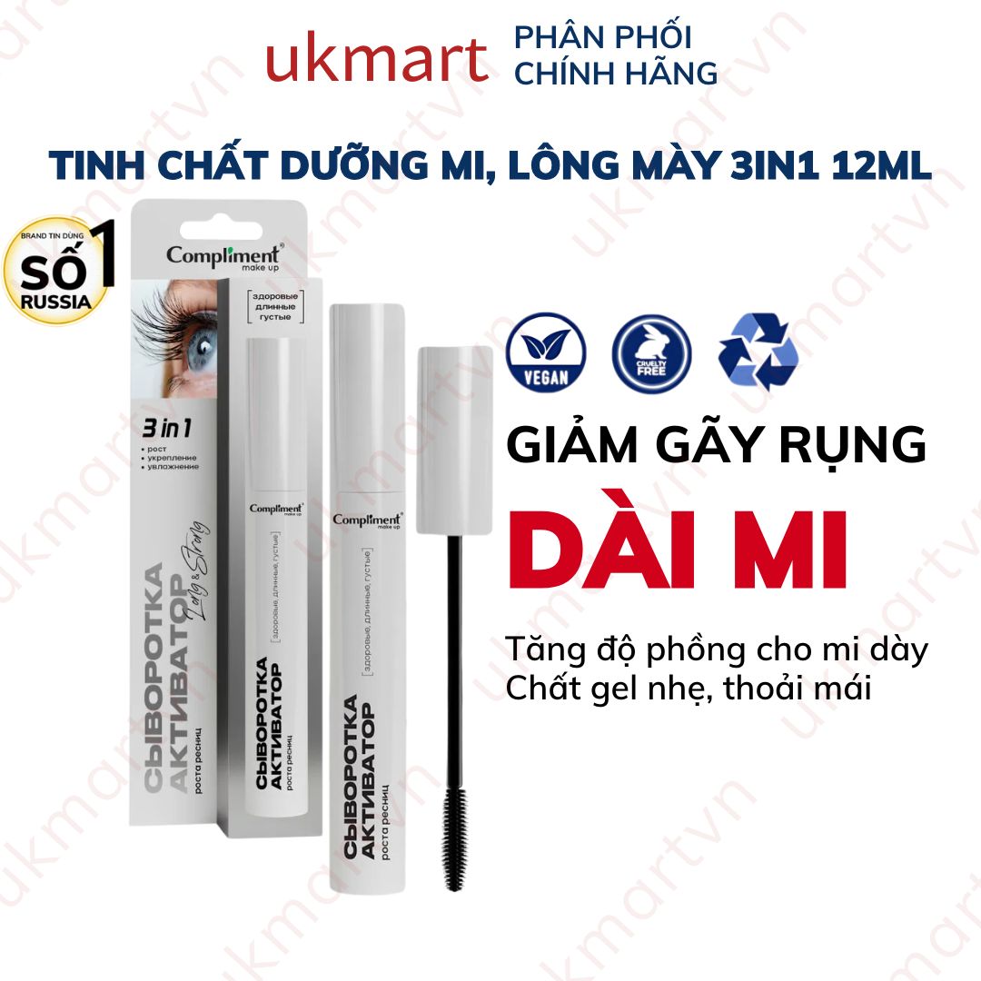  Tinh chất Dưỡng mi lông mày Compliment 3in1 giúp mi dài khỏe giảm gãy rụng 12ml 