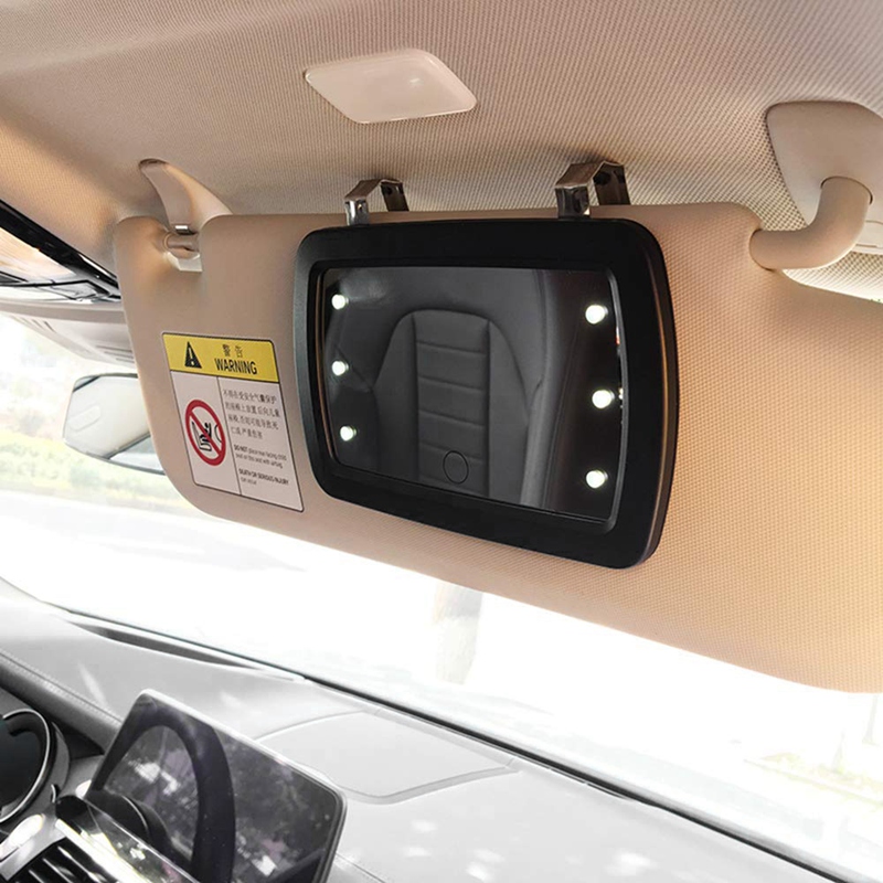 (HRDA) Car Sun Visor Mirror with LED Lights Makeup Sun-Shading Cosmetic Mirror Clip Make Up Mirror with Press Screen for Women
