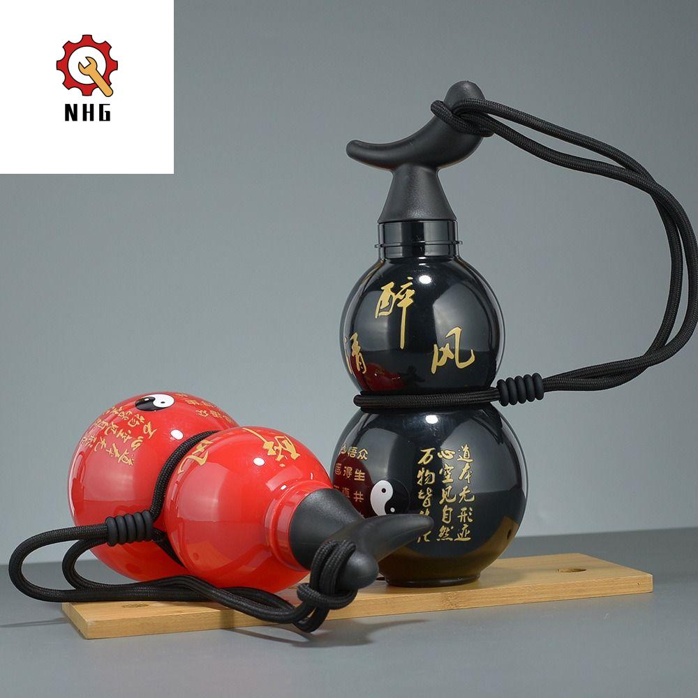 NHG Phong cách Trung Quốc Chai nước ngoài trời Hình quả bầu WU KONG Cốc nước di động Đẹp 750ml Bình uống nước hình bầu
