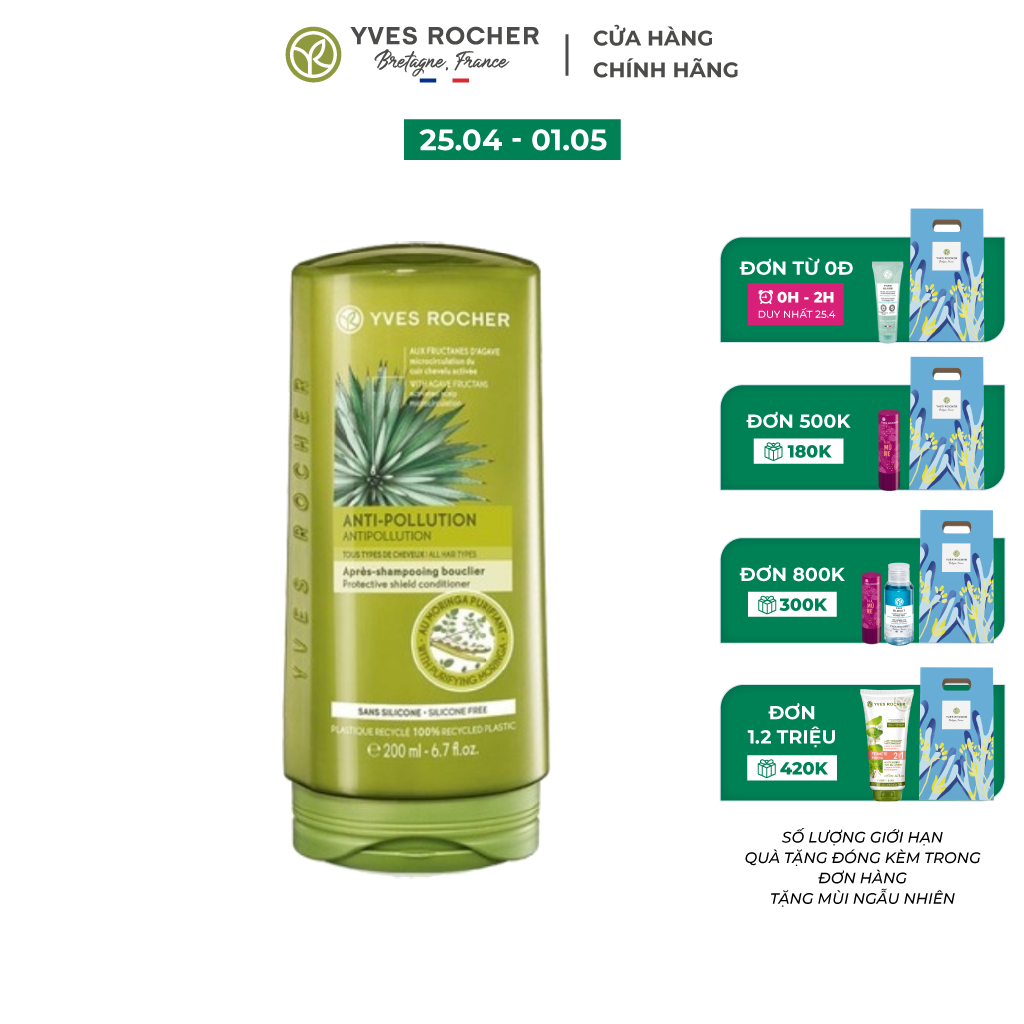 Dầu Xả Chăm Sóc Tóc Thanh Lọc Yves Rocher Anti-Pollution Protective Shield Conditioner 200ml