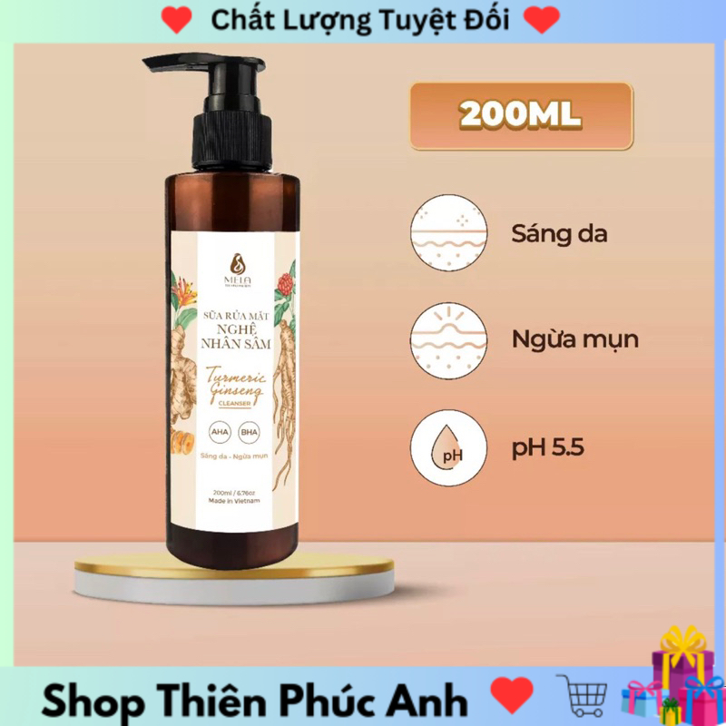   Siêu Hot  Sữa Rửa Mặt Nghệ Nhân Sâm MELA  200ml  Dưỡng ẩm  Khử mụn  Mịn Da  chống lão Hóa 