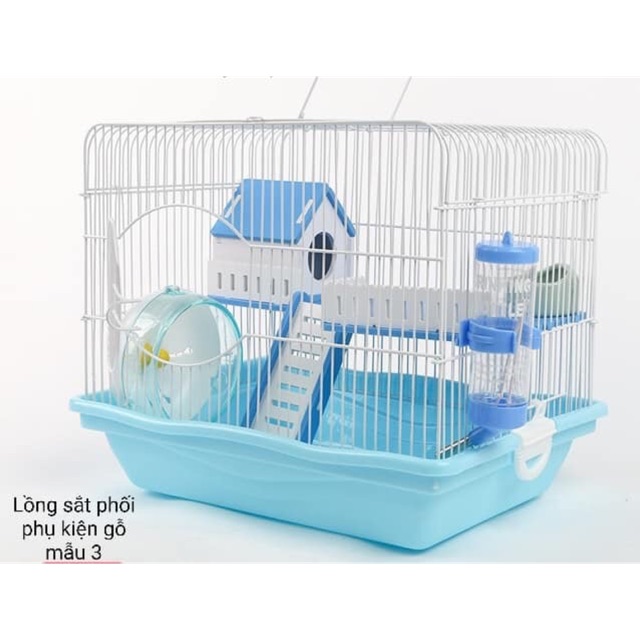 Lồng Sắt Phối Phụ Kiện Gỗ Cho hamster