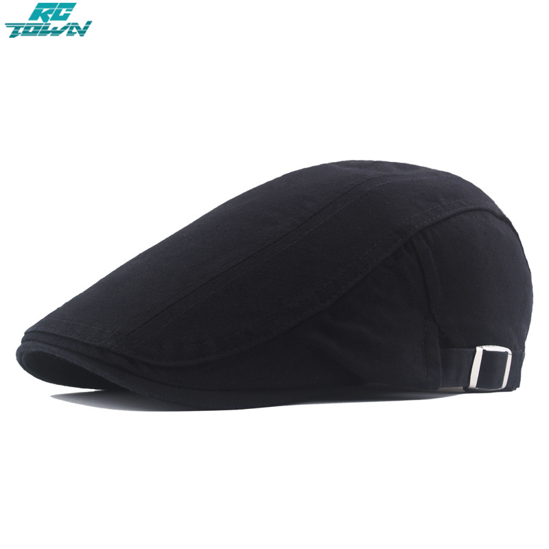 Men Cotton Beret Hat Retro Thin Adjustable Newsboy Hats Trendy Solid Color Sunscreen Breathable Cabbie Cap
