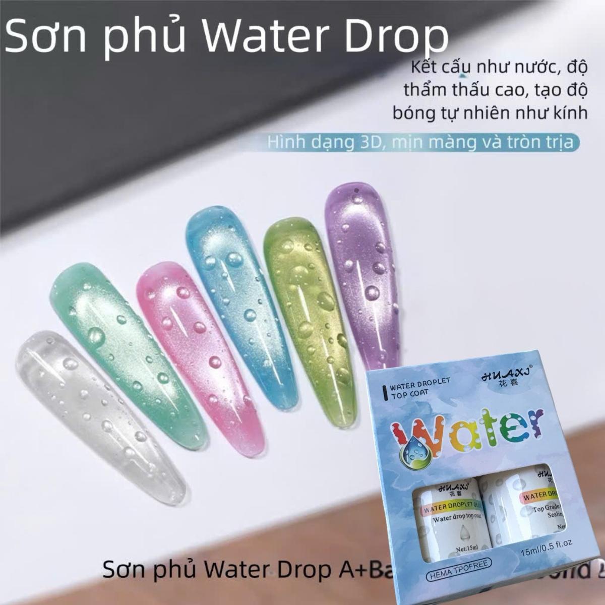 Combo Sơn ɡel Top Giọt Sương Và Top Bóng Huaxi Water Tạo Hình Giọt Nước Nổi 3d Siêu Hot, ɡel Trong Suốt, Độ Đặc Vừa Phải, Có Thể Đính Đá, Dễ Kiểm Soát Khi Tạo Hình Phù Hợp Cho Người Mới Làm Nail
