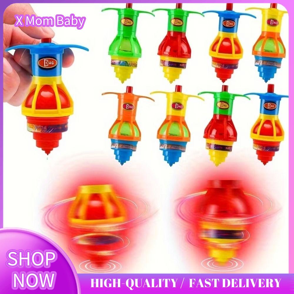 X MOM BABY 10PCS Màu ngẫu nhiên Bệ phóng LED Nhựa Phát sáng Đồ chơi con quay Đầu quay Giải thưởng lớp học