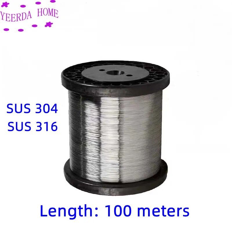 New 1pcs 1-100 meters 304 Stainless Steel Soft/hard Steel Wire Diameter  0.02-3mm Single Strand Lashing Soft Iron Wire Rustproof