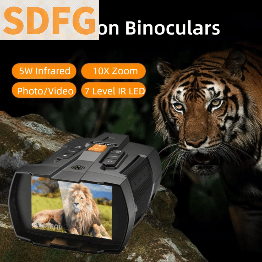 SDFG ซูม 10 เท่า กล้องส่องกลางคืนแบบสองตา หน้าจอขนาดใหญ่ 4.5 นิ้ว จอแสดงผล IPS แว่นตาส่องกลางคืน 4K ใช้งานง่าย ไฟเติมแสง 3W กล้องโทรทรรศน์มองกลางคืนอินฟราเรด การผจญภัยกลางแจ้ง ราคา 2,630 บาท*ส่งฟรี