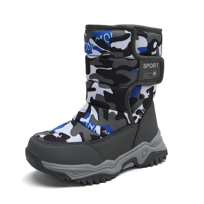 Winter Children's Camouflage Shoes Fashion Boys' High Top Snow Boots Outdoor wear resistant Soft comfortable non slip keep warm Velcro Girls' cotton padded shoes ราคา  380 บาท*ส่งฟรี