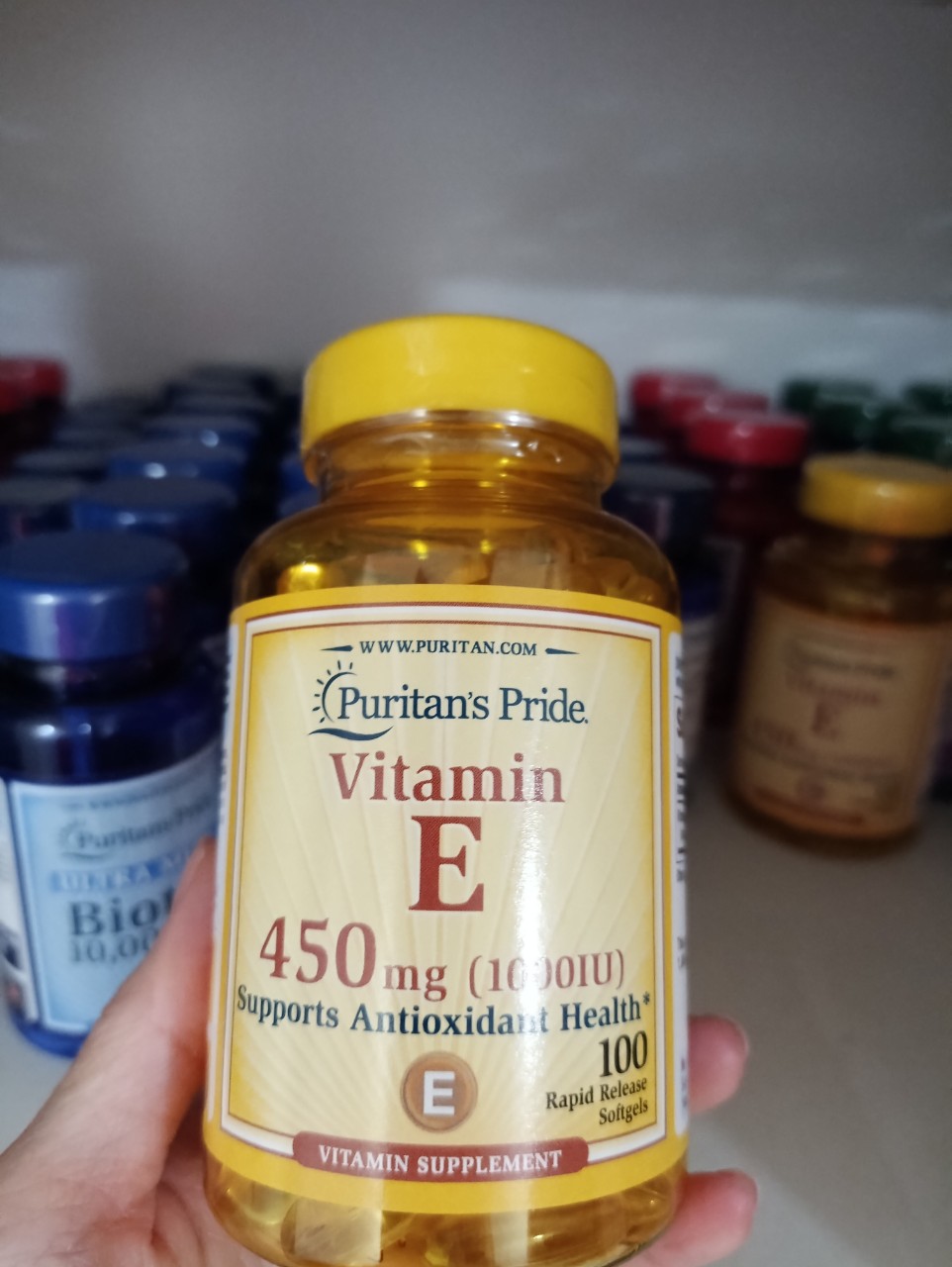 Date 02-2026 Viên uống Puritan s Pride Vitamin E 1000IU 450mg lọ 100 viên