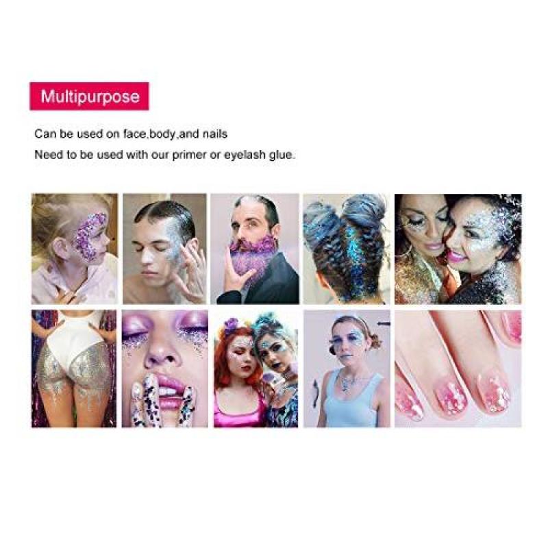 Buy HITOP Christmas Party Favors Cosmetic Glitter, 2 Pack Body Glitter with 1 Fix Gel, Rave Makeup Face Glitter Festival For Women, Christmas Gifts For Teen Girls (6 Pack-set 4) Singapore