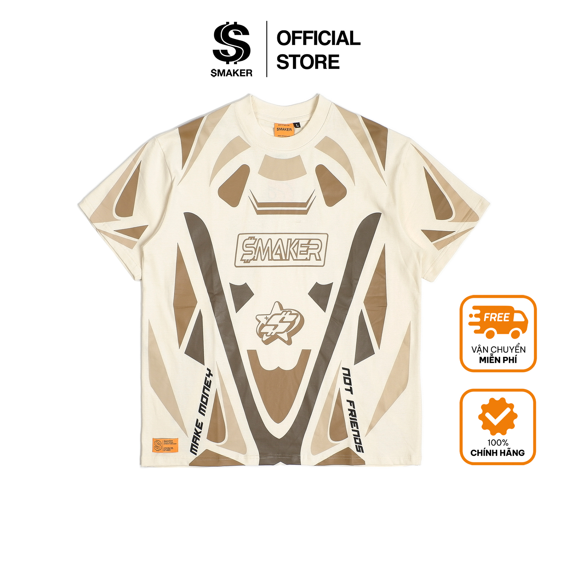 Áo thun xe đua 2023, 100% cotton - racing tee in tan