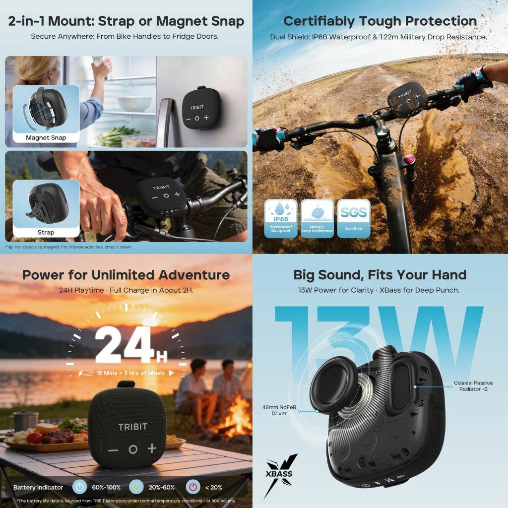 Tribit StormBox Micro 3 Portable Speaker 13W Bike Speaker