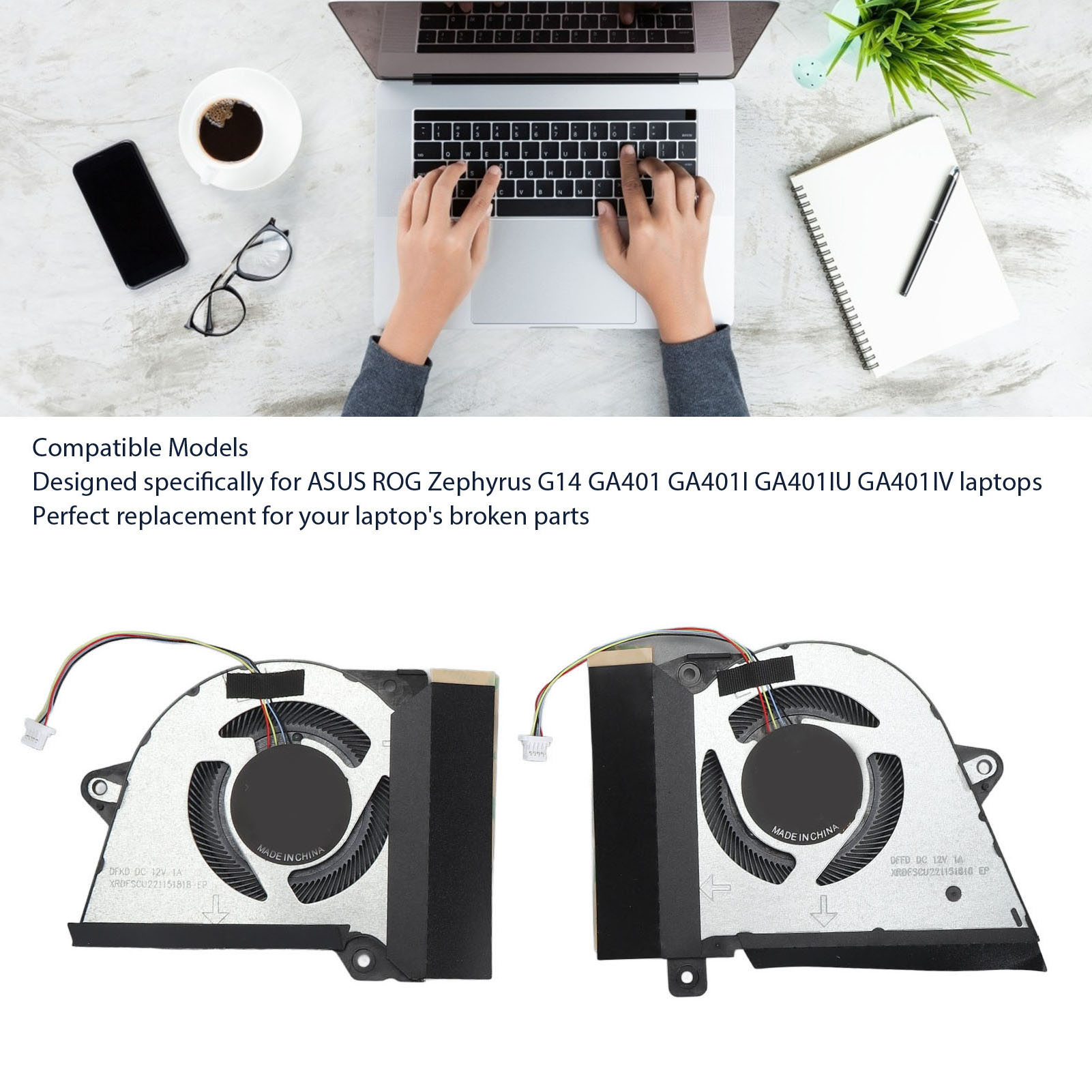 Garosa Quạt làm mát CPU Quạt làm mát máy tính xách tay thay thế hiệu suất cao với đầu nối nguồn 4 chân cho máy tính xách tay dòng ROG Zephyrus G14 GA401 Chất liệu hợp kim nhôm ABS Giá 631,000 Đồng*Miễn phí vận chuyển