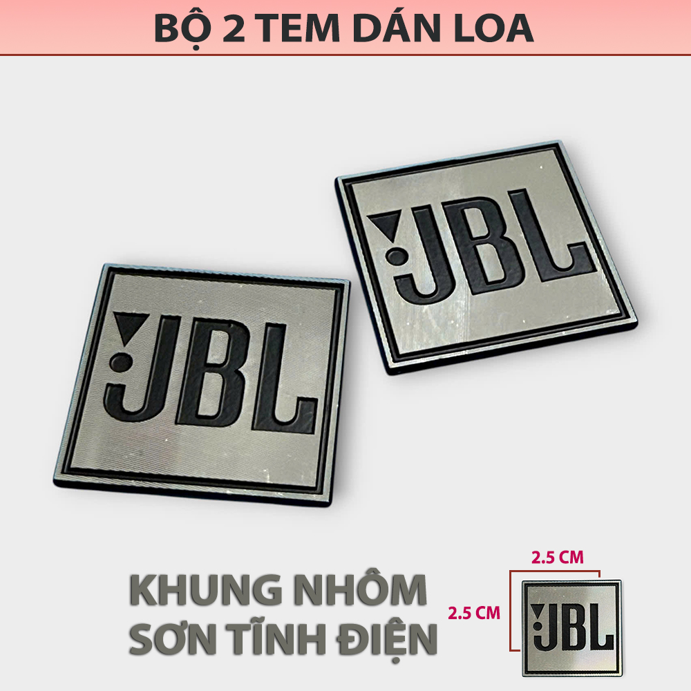 Bộ Tem Dán Loa Nhôm Hãng JBL cỡ nhỏ 2.5 cm vuông sơn tĩnh điện siêu bền đẹp