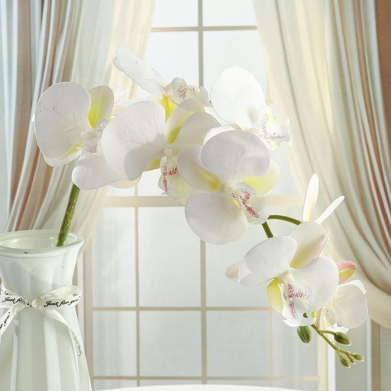 Bunga Anggrek 3D Kain Frosted Pastel 9 Kuntum Jumbo - Dekorasi wedding dan dekorasi kamar