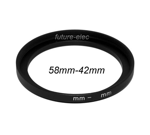 Chất lượng cao 1x58mm đến 42mm 58 42mm kim loại Step-Up Đai chồng lên ống kính máy ảnh Hood chủ lọc Bộ chuyển đổi từng bước ống kính Bộ lọc