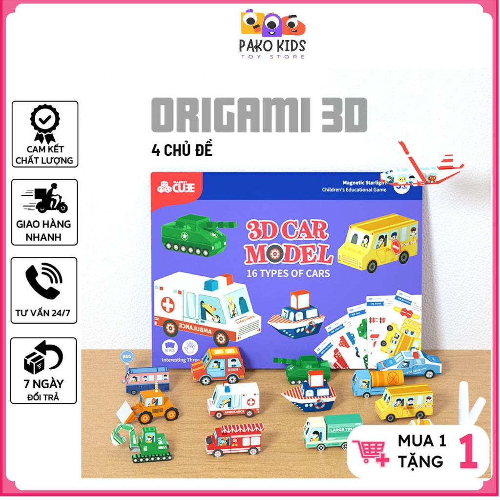 Xếp Giấy Origami Bộ Gấp Hình 3D Với 4 Chủ Đề Hấp Dẫn Bằng Giấy Xếp Origami