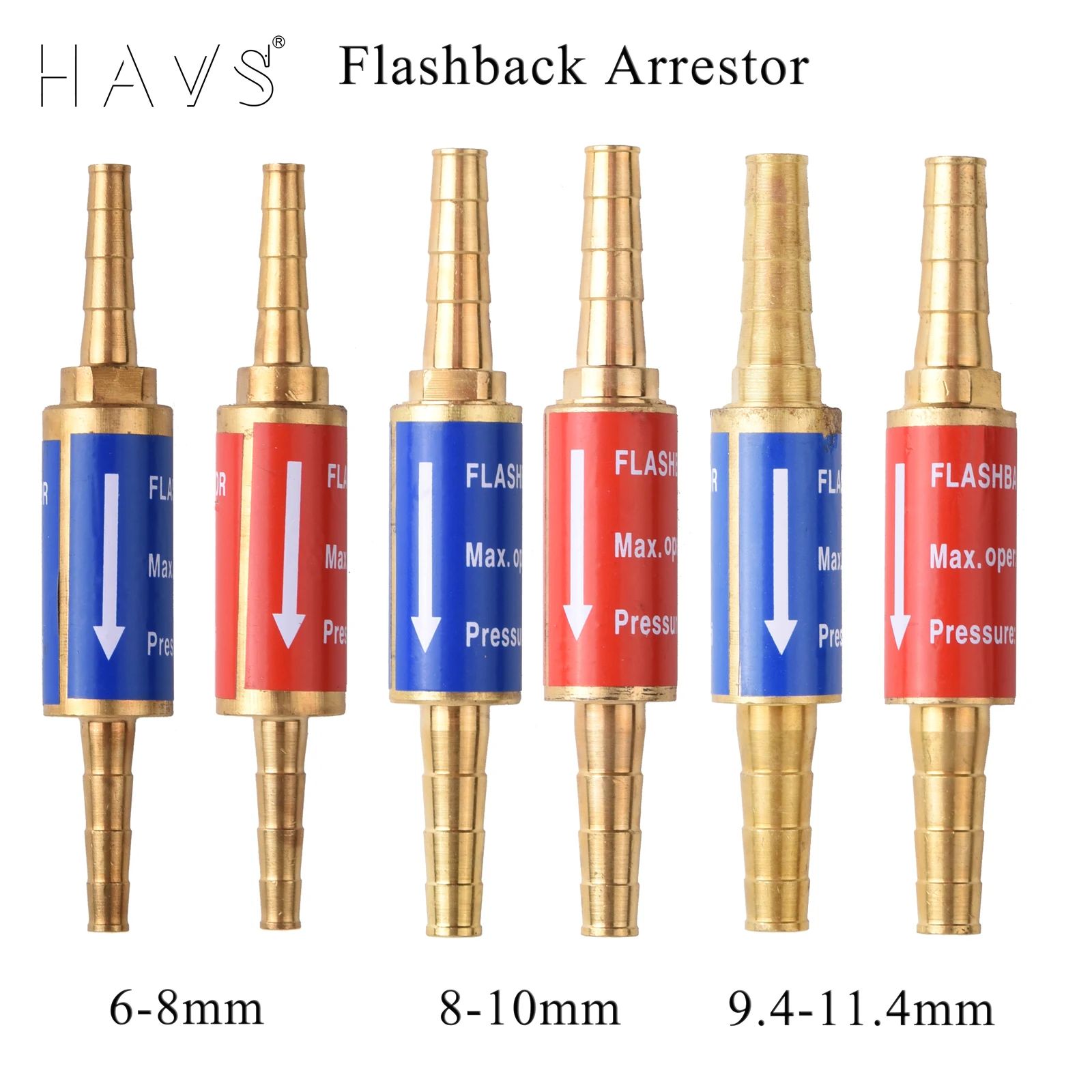 IMAGE Flashback Arrestor Set – Oxygen & Propane/Acetylene, Regulator End 9/16-18 Threads B Size, Pure Copper