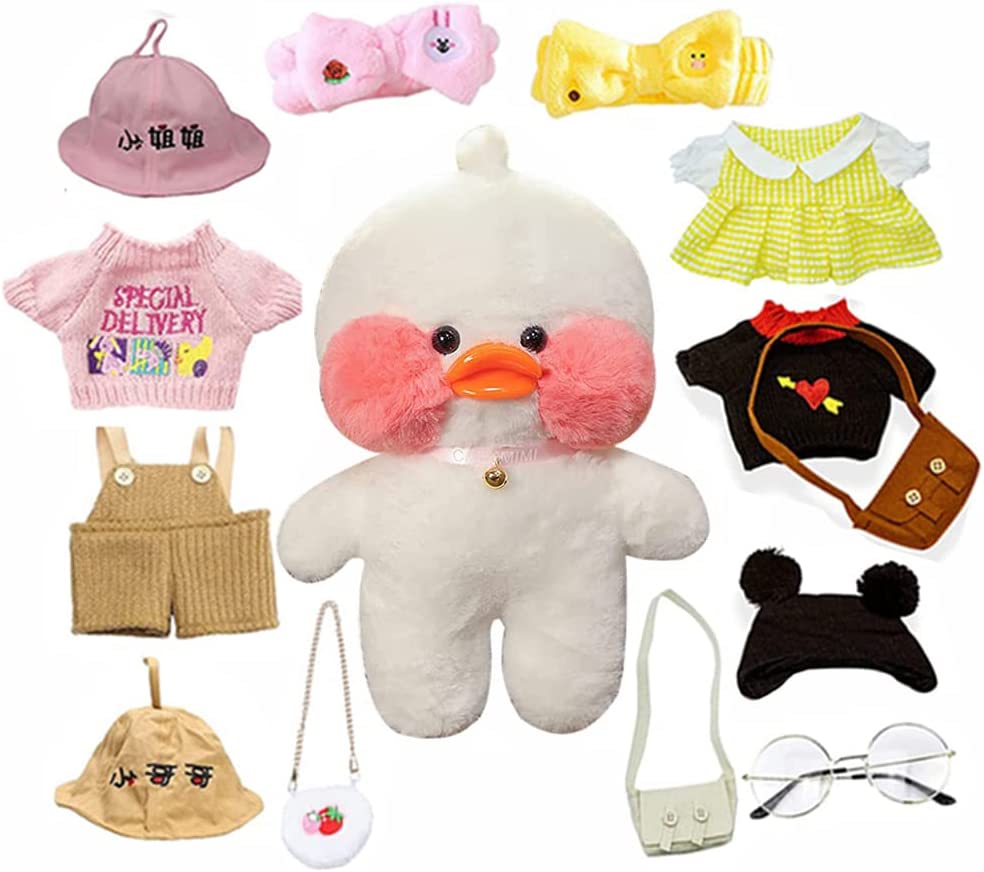 Duck Stuffed Animal Clothes Accessories Plush Kawaii Animal Toy with Glasses Plushies Soft Plush for Girls Boy Birthday Val Gift