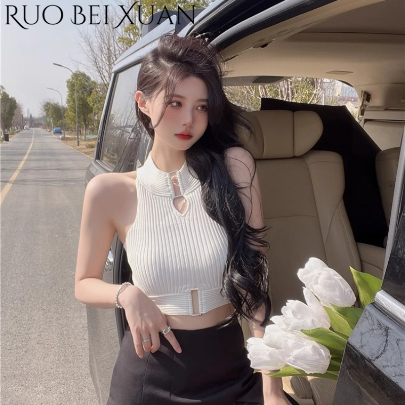 Ruo Bei Xuan Summer Knitted Striped Short Style Midriff-Baring Top ราคา 76 บาท*ส่งฟรี