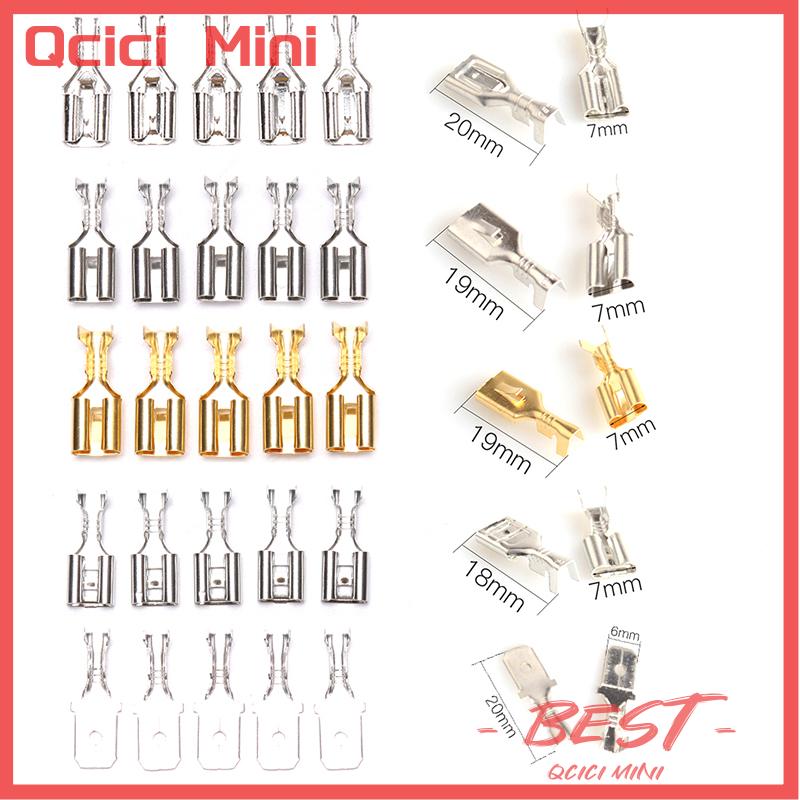 Qcici 50PCS 6.3 Crimp Terminal Male Female Spade Connector Crimping Terminals