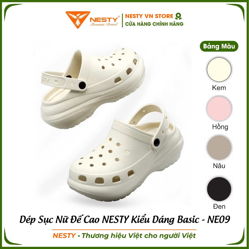 [NE09] Dép Sục Nữ Đế Cao NESTY Kiểu Dáng Basic Sục Đế Cao 7cm, Mềm, Chống Trượt