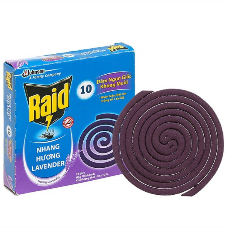 Nhang Muỗi Raid - Hộp 10 Cái - Hương Dễ Chịu