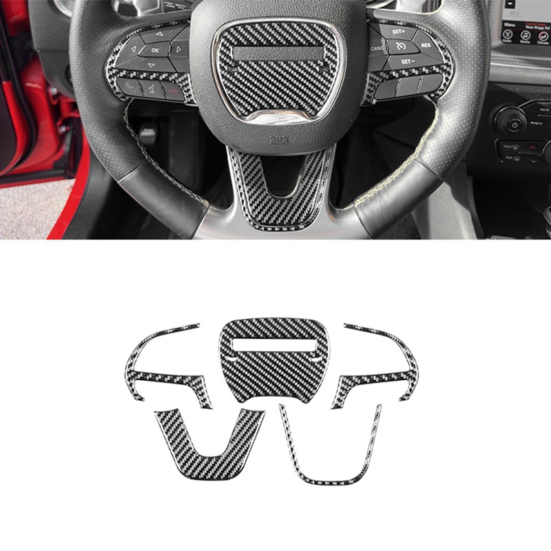 Carbon Fiber for Charger 2015-2023 Car Steering Wheel Cover Trim Interior Accessories