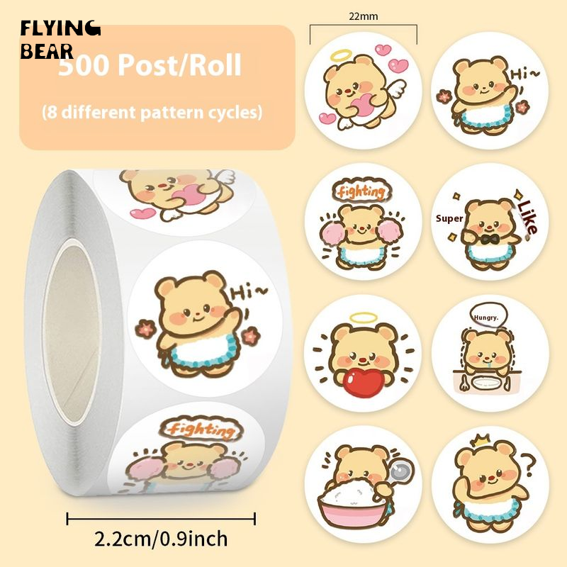 Bay gấu dễ thương Gấu dán cuộn cho trẻ em, dây keo trang trí nhãn cho quà tặng