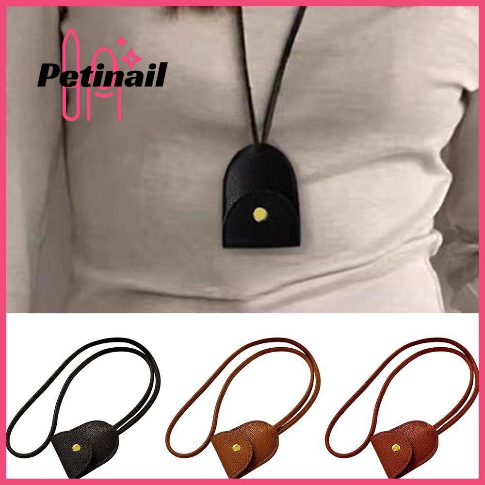 PETINAIL PU Vòng cổ dây treo Màu nâu Màu đen Vòng cổ dây chuyền Áo len Sử dụng đa chức năng Vòng cổ Đựng Móc Khóa Phụ kiện trang sức