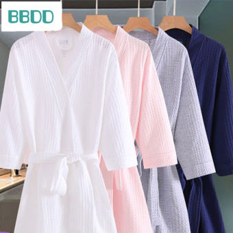 Mùa xuân và mùa thu dày Áo ngủ lỏng lẻo Bánh quế Nam Nữ Yukata Thẩm mỹ viện Áo choàng tắm khách sạn xuân hè buổi sáng áo choàng Bộ đồ ngủ đôi