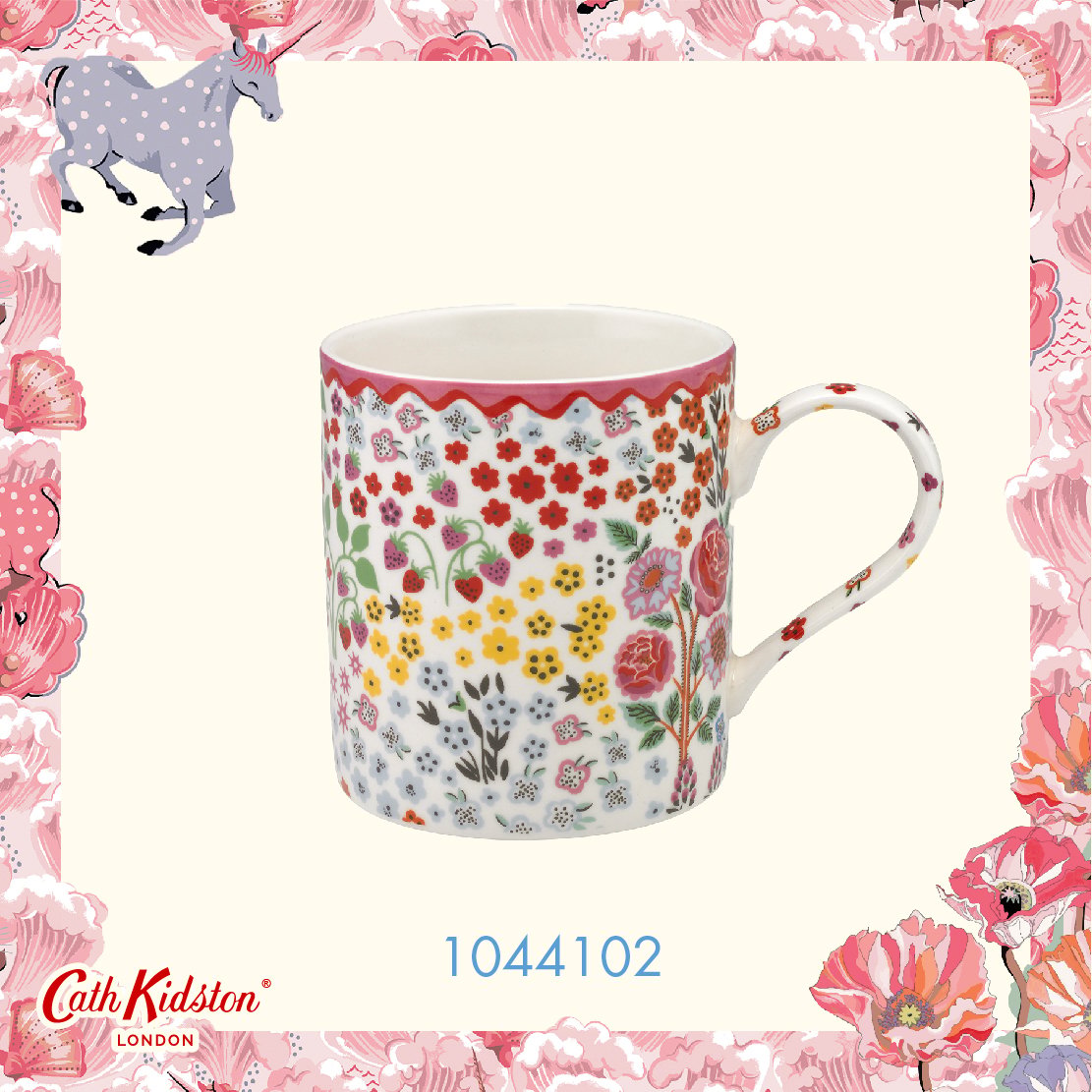 Cath kidston - ly/rosie fine china mug - kingdom ditsy - cream -1044102