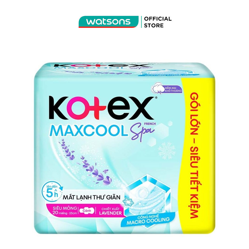 Băng Vệ Sinh Kotex Maxcool French Spa Siêu Mỏng Có Cánh 23cm 20 Miếng