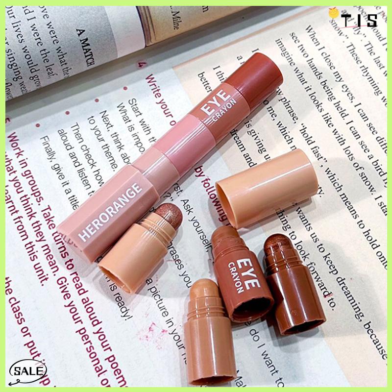 Follow Get New【TIS】 Herorange 4 trong 1 Eyeshadow bút chì Kit nhung Matte sắc tố ánh sáng lung linh làm nổi bật trang điểm kết hợp mini Eye Shadow bút mỹ phẩm