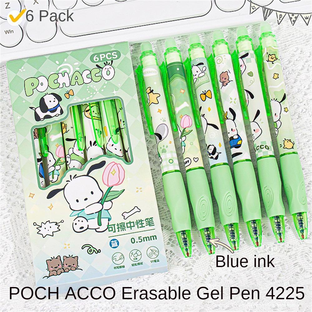 LVYIMAO 6PCS/Box Sanliou Erasable Neutral Pen 0.5Mm Blue Pressing Pen Anime Kawaii Student Stationery Cartoon Cute Kids Gifts