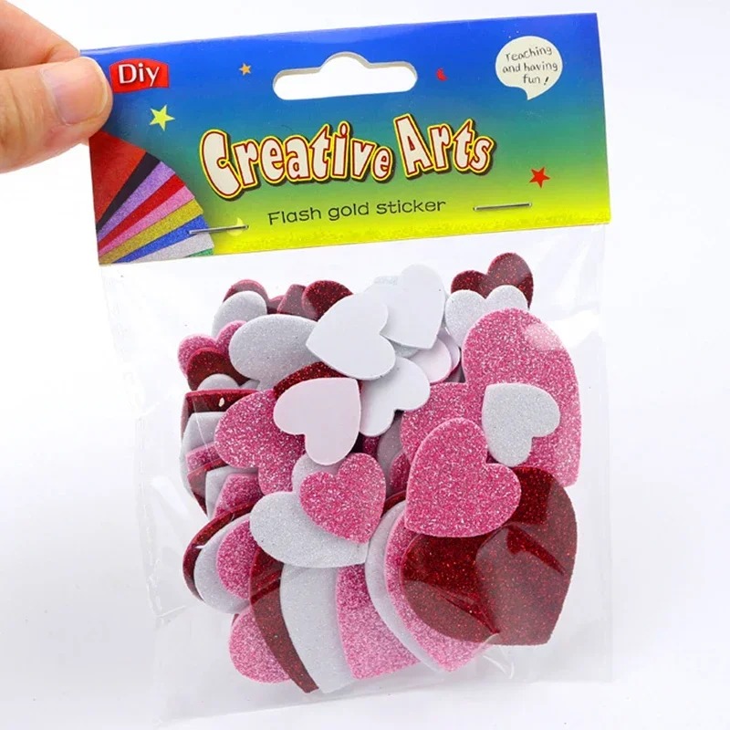 600Pcs Glitter Heart Stickers for Envelopes Valentine's Day